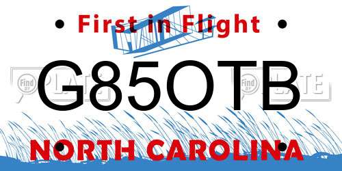 G85OTB North Carolina License Plate