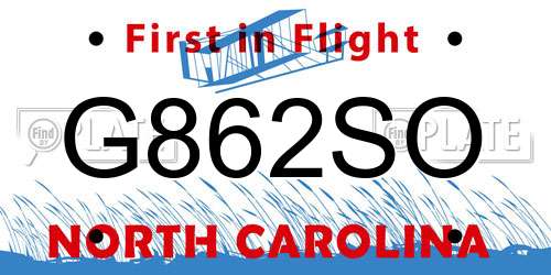 G862SO North Carolina License Plate
