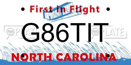 G86TIT North Carolina License Plate