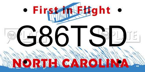 G86TSD North Carolina License Plate