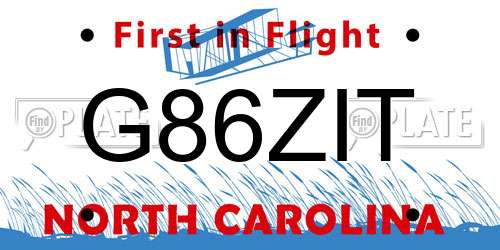 G86ZIT North Carolina License Plate