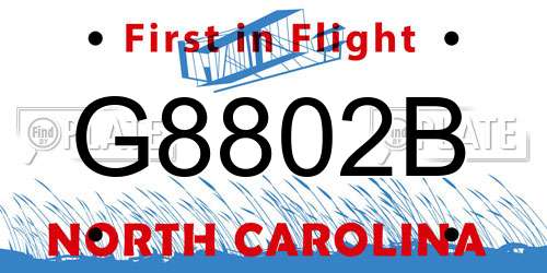 G8802B North Carolina License Plate
