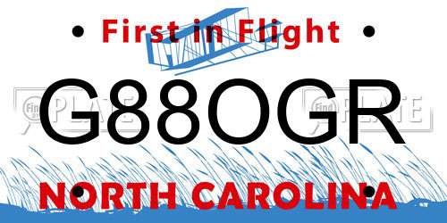 G88OGR North Carolina License Plate