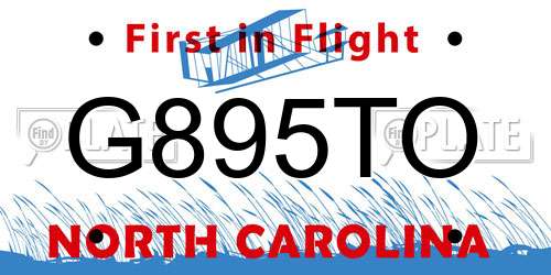 G895TO North Carolina License Plate