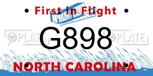 G898 North Carolina License Plate