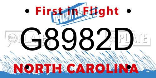 G8982D North Carolina License Plate