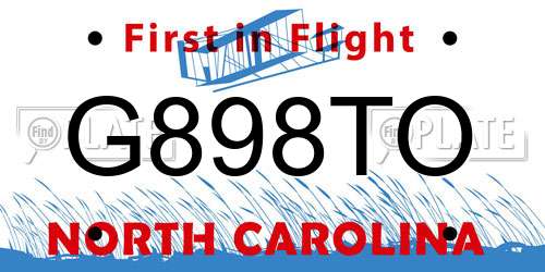 G898TO North Carolina License Plate