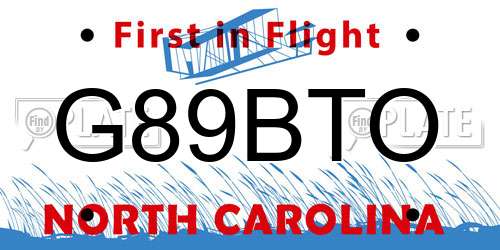 G89BTO North Carolina License Plate