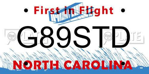 G89STD North Carolina License Plate