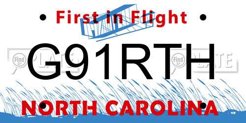 G91RTH North Carolina License Plate