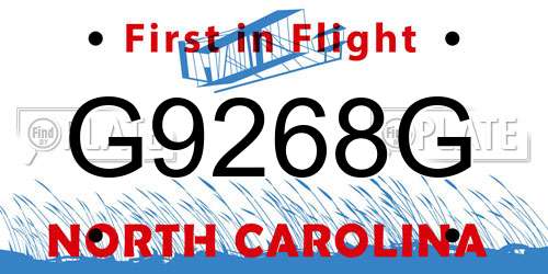 G9268G North Carolina License Plate