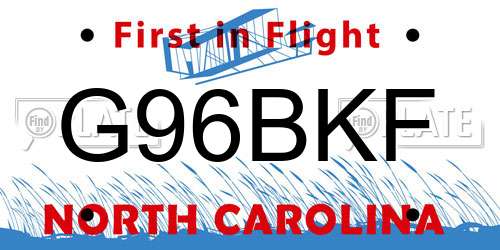 G96BKF North Carolina License Plate
