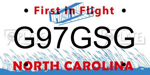 G97GSG North Carolina License Plate
