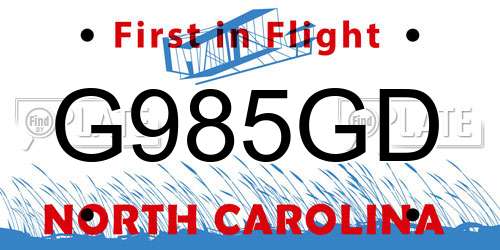 G985GD North Carolina License Plate