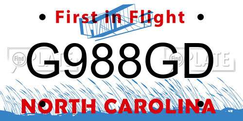 G988GD North Carolina License Plate