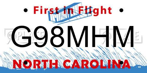 G98MHM North Carolina License Plate