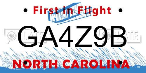 GA4Z9B North Carolina License Plate