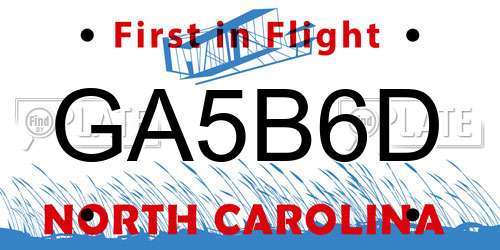 GA5B6D North Carolina License Plate