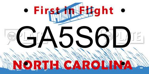 GA5S6D North Carolina License Plate
