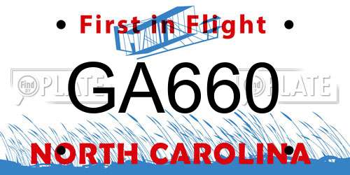 GA660 North Carolina License Plate