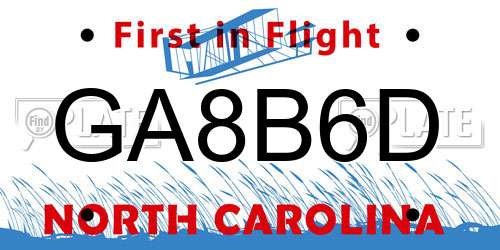GA8B6D North Carolina License Plate