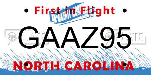 GAAZ95 North Carolina License Plate