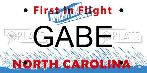 GABE North Carolina License Plate