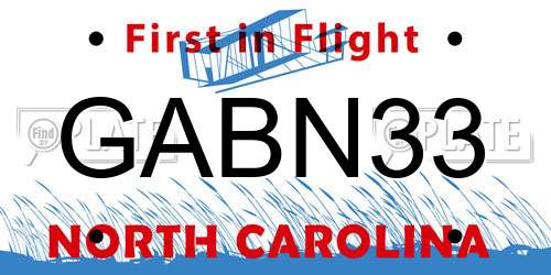 GABN33 North Carolina License Plate