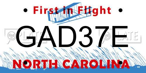 GAD37E North Carolina License Plate