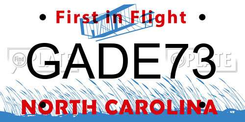GADE73 North Carolina License Plate