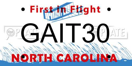 GAIT30 North Carolina License Plate