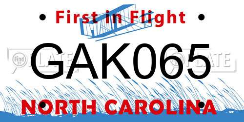 GAK065 North Carolina License Plate