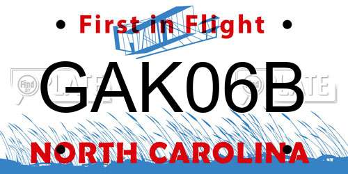 GAK06B North Carolina License Plate