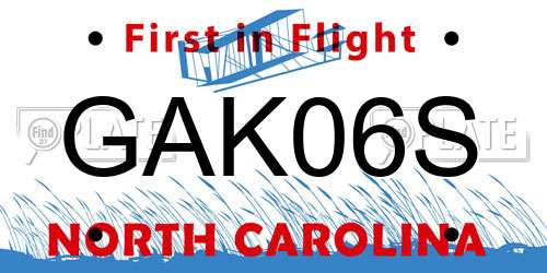 GAK06S North Carolina License Plate