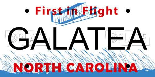GALATEA North Carolina License Plate