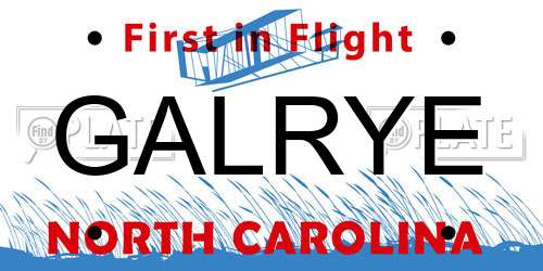 GALRYE North Carolina License Plate