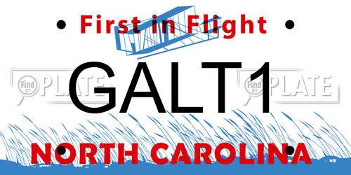 GALT1 North Carolina License Plate