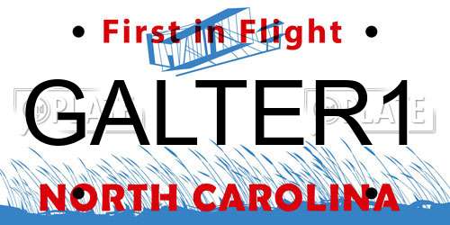 GALTER1 North Carolina License Plate
