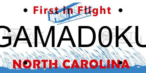 GAMAD0KU North Carolina License Plate