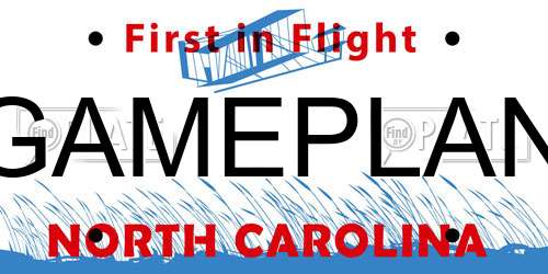GAMEPLAN North Carolina License Plate