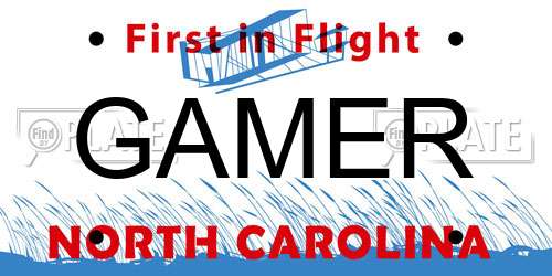 GAMER North Carolina License Plate