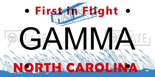 GAMMA North Carolina License Plate