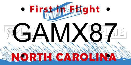 GAMX87 North Carolina License Plate