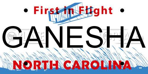 GANESHA North Carolina License Plate