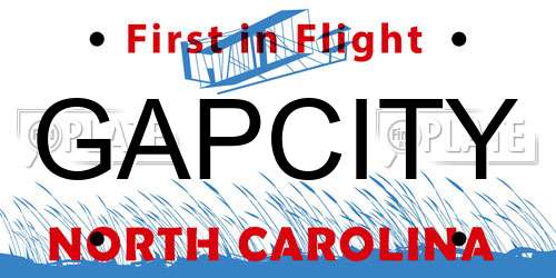 GAPCITY North Carolina License Plate