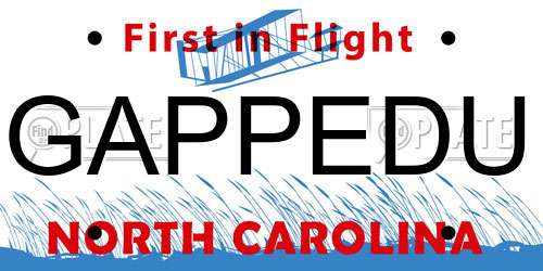 GAPPEDU North Carolina License Plate