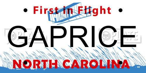 GAPRICE North Carolina License Plate