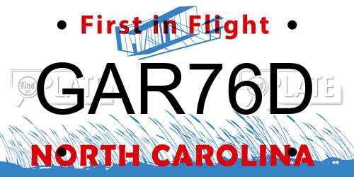 GAR76D North Carolina License Plate
