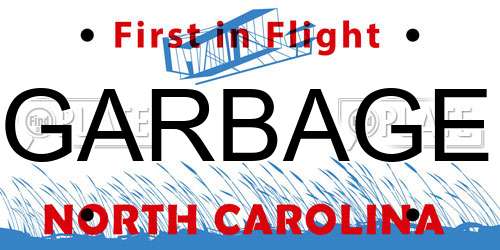 GARBAGE North Carolina License Plate