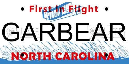 GARBEAR North Carolina License Plate